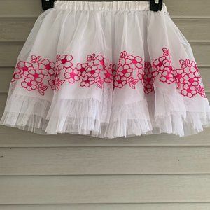 White and Pink floral lace Skirt
